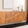 Massives Sideboard SCORPION 180cm braun hängend Mangoholz mit 3D Schnitzereien