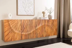 Massives Sideboard SCORPION 180cm braun hängend Mangoholz mit 3D Schnitzereien