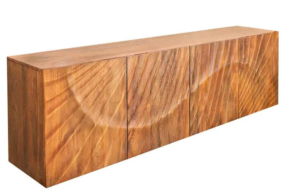 Massives Sideboard SCORPION 180cm braun hängend Mangoholz mit 3D Schnitzereien