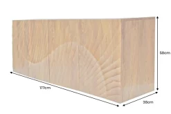 Massives Sideboard SCORPION 180cm braun hängend Mangoholz mit 3D Schnitzereien