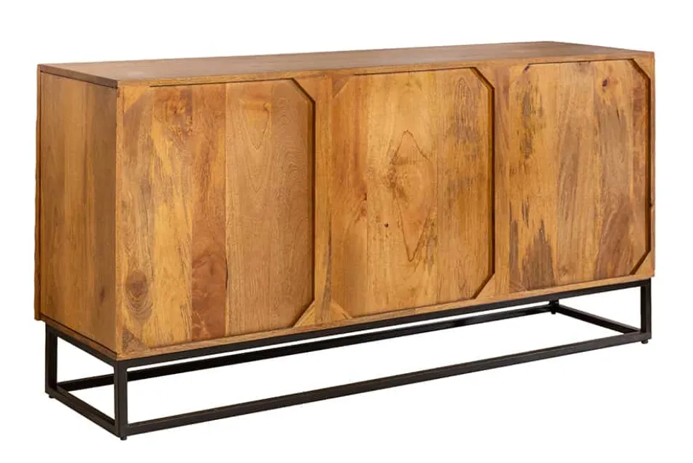 Massives Sideboard SCORPION 140cm braun Mangoholz aufwendige 3D Schnitzereien