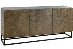 Massives Sideboard SNAKE 160cm braun Mangoholz mit 3D Schnitzereien schwarz Schlangen-Design
