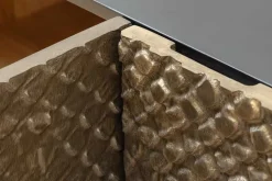 Massives Sideboard SNAKE 160cm braun Mangoholz mit 3D Schnitzereien schwarz Schlangen-Design