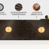 Massives Sideboard SOLARIS 180cm schwarz gold Mangoholz 3D-Design