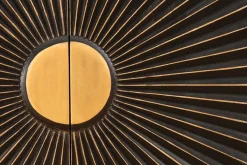 Massives Sideboard SOLARIS 180cm schwarz gold Mangoholz 3D-Design