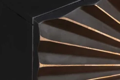 Massives Sideboard SOLARIS 180cm schwarz gold Mangoholz 3D-Design