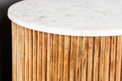 Massives Sideboard TRES CHIC 105cm natur Mangoholz weiß Marmor gold Metall