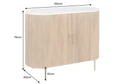 Massives Sideboard TRES CHIC 105cm natur Mangoholz weiß Marmor gold Metall