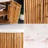 Massives Sideboard TRES CHIC 75cm natur Mangoholz weiß Marmor gold Metall
