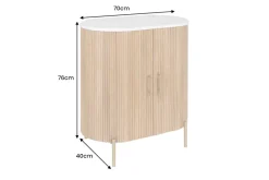 Massives Sideboard TRES CHIC 75cm natur Mangoholz weiß Marmor gold Metall