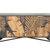 Massives Sideboard TROPICAL 160cm grau Mangoholz florales Design Boho Metallgestell