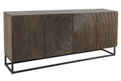 Massives Sideboard ZEN CIRCLES 180cm dunkelbraun Mangoholz 3D-Design