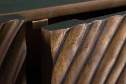 Massives Sideboard ZEN CIRCLES 180cm dunkelbraun Mangoholz 3D-Design