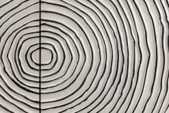 Massives Sideboard ZEN CIRCLES 180cm weiß schwarz gold Mangoholz 3D-Design