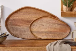 Massives Tablett 2er Set AMAZONAS 56cm Mangoholz handgearbeitet