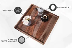 Massives Tablett MAKASSAR 50cm Sheesham smoke finish Servierbrett