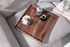 Massives Tablett MAKASSAR 50cm Sheesham smoke finish Servierbrett