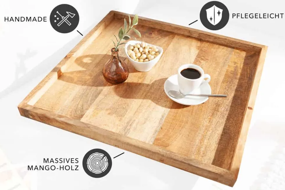 Massives Tablett MAKASSAR 50cm Mangoholz Servierbrett