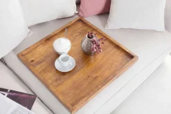 Massives Tablett MAKASSAR 50cm braun Mangoholz honey finish handmade
