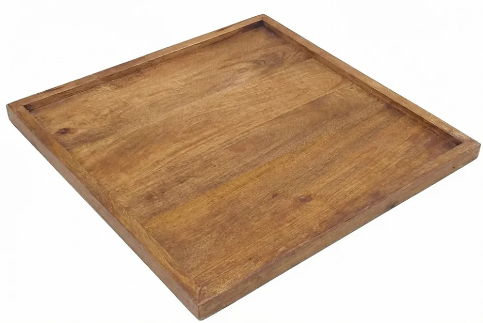 Massives Tablett MAKASSAR 50cm braun Mangoholz honey finish handmade