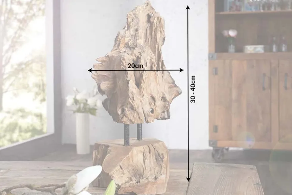 Massives Teakholz Ornament FLAME 30-40cm Treibholz Dekoration