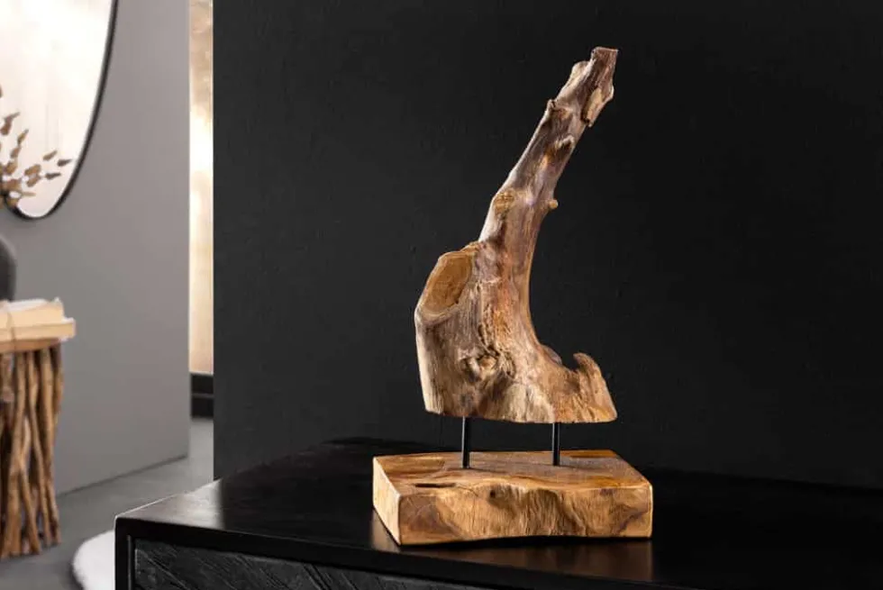 Massives Teakholz Ornament FLAME 30-40cm Treibholz Dekoration