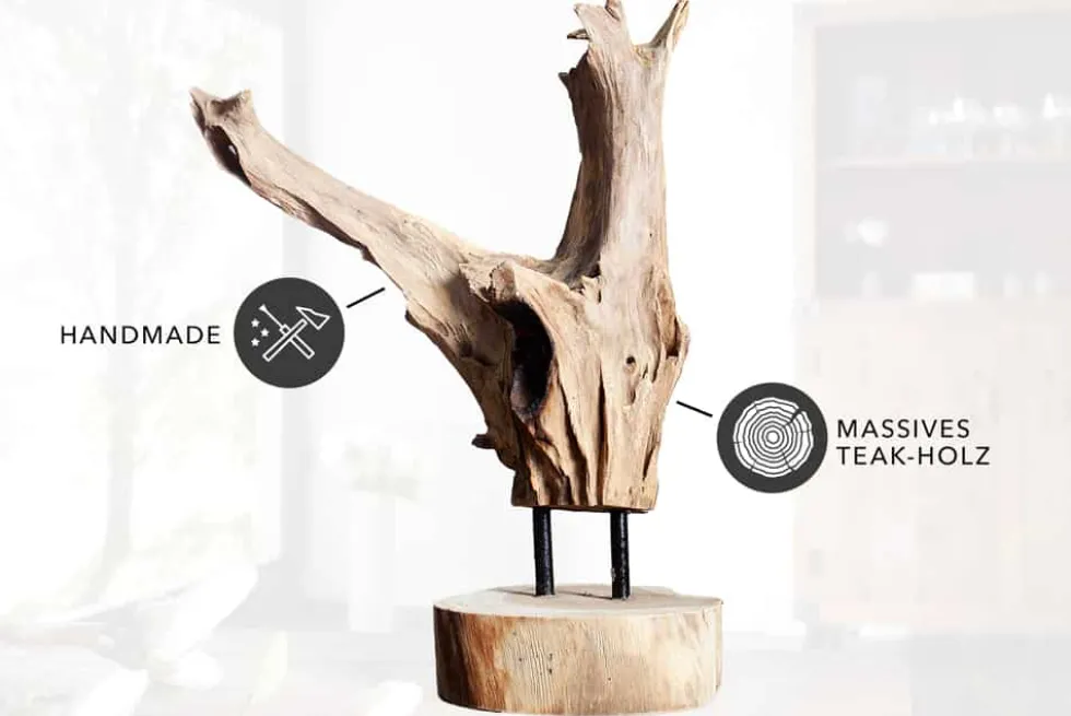 Massives Teakholz Ornament FLAME 30-40cm Treibholz Dekoration