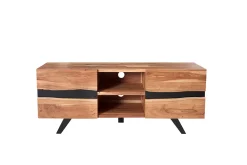 Massives TV-Board AMAZONAS 160cm Akazie Metall Lowboard Baumkante