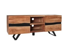 Massives TV-Board AMAZONAS 160cm Akazie Metall Lowboard Baumkante