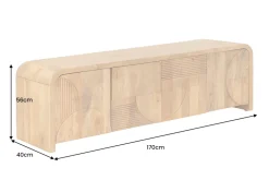 Massives TV-Board ART DECO 170cm cream finish beige Mangoholz abgerundet