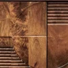 Massives TV-Board ART DECO 200cm braun Mangoholz Lowboard 3D-Front