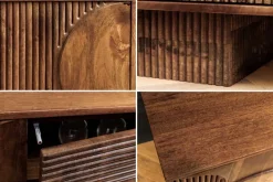 Massives TV-Board ART DECO 200cm braun Mangoholz Lowboard 3D-Front