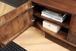 Massives TV-Board ART DECO 200cm braun Mangoholz Lowboard 3D-Front