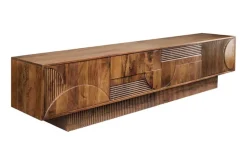 Massives TV-Board ART DECO 200cm braun Mangoholz Lowboard 3D-Front