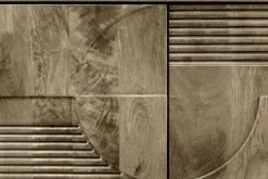 Massives TV-Board ART DECO 200cm grau Mangoholz Lowboard 3D-Front