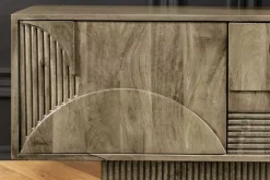 Massives TV-Board ART DECO 200cm grau Mangoholz Lowboard 3D-Front