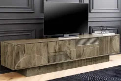 Massives TV-Board ART DECO 200cm grau Mangoholz Lowboard 3D-Front