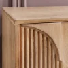 Massives TV-Board ART DECO 200cm weiß gekälkt Mangoholz 3D-Front handmade Lowboard
