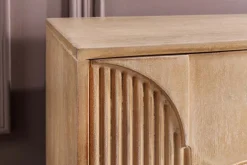 Massives TV-Board ART DECO 200cm weiß gekälkt Mangoholz 3D-Front handmade Lowboard