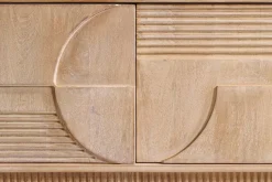 Massives TV-Board ART DECO 200cm weiß gekälkt Mangoholz 3D-Front handmade Lowboard