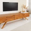 Massives TV-Board FINCA 180cm vintage braun recyceltes Pinienholz mit Schubladen