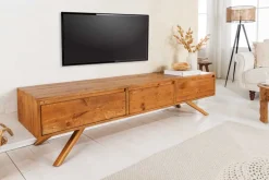 Massives TV-Board FINCA 180cm vintage braun recyceltes Pinienholz mit Schubladen