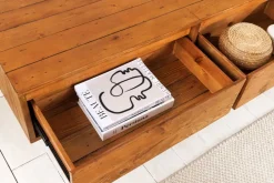 Massives TV-Board FINCA 180cm vintage braun recyceltes Pinienholz mit Schubladen