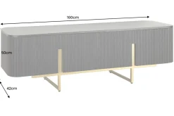 Massives TV-Board GATSBY 160cm schwarz gold Mangoholz Retro Lowboard