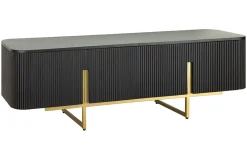 Massives TV-Board GATSBY 160cm schwarz gold Mangoholz Retro Lowboard