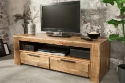 Massives TV-Board IRON CRAFT 130cm Mangoholz Lowboard 2 Schubladen