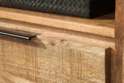 Massives TV-Board IRON CRAFT 130cm Mangoholz Lowboard 2 Schubladen