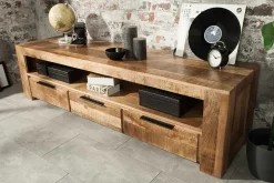 Massives TV-Board IRON CRAFT 170cm Mangoholz Lowboard 3 Schubladen
