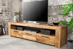 Massives TV-Board IRON CRAFT 170cm Mangoholz Lowboard 3 Schubladen