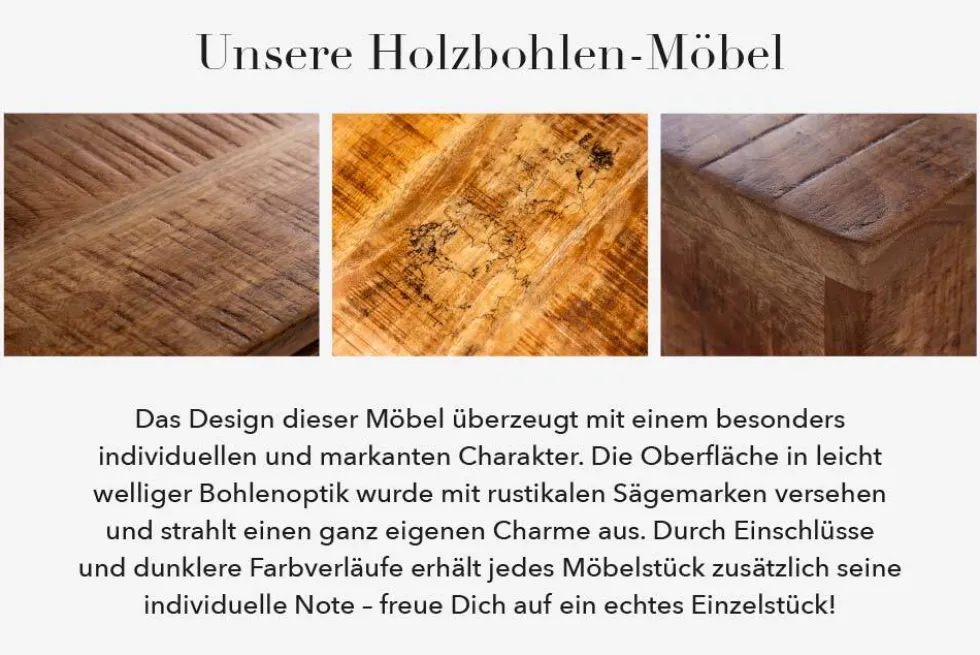 Massives TV-Board IRON CRAFT 170cm Mangoholz Lowboard 3 Schubladen